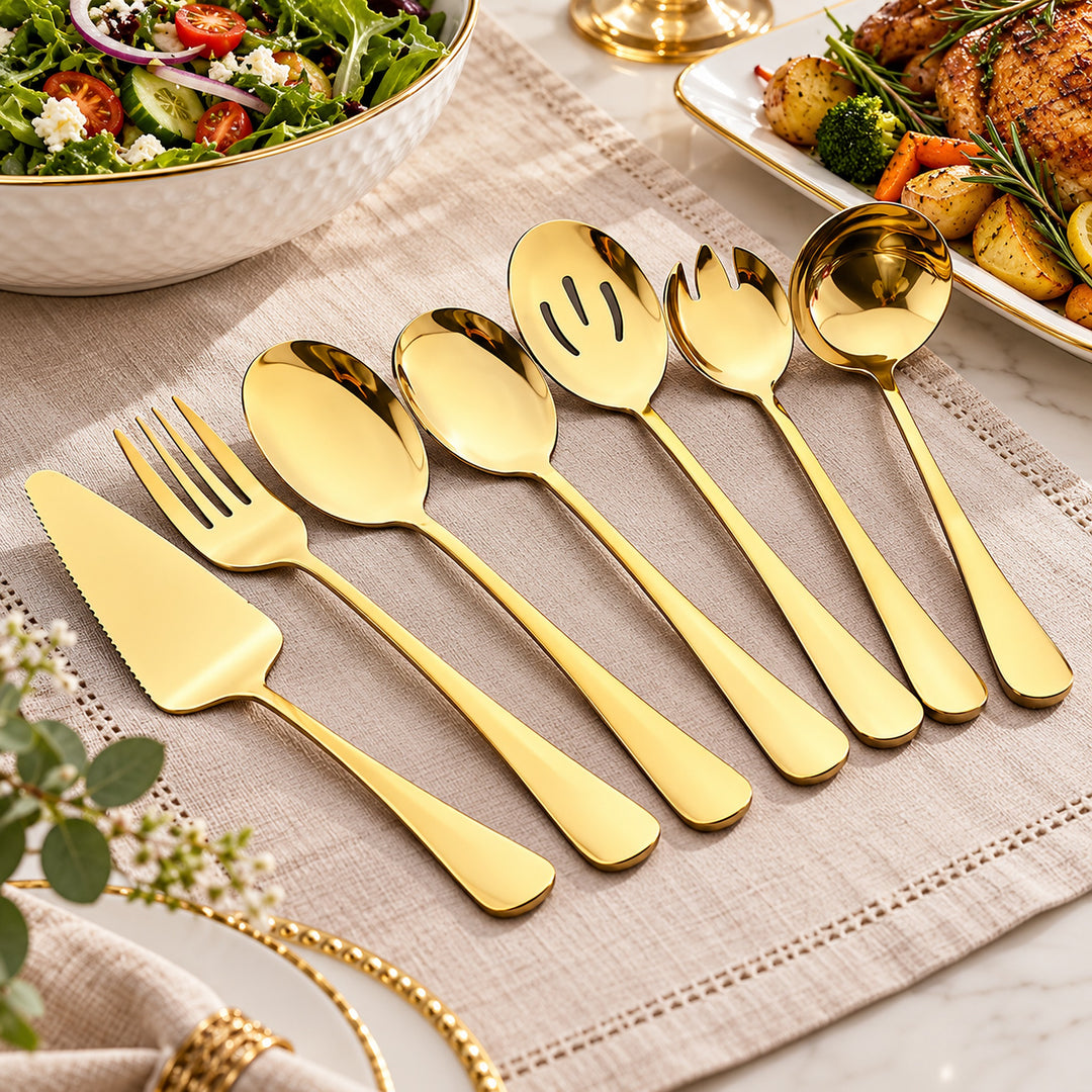 Gold Western Dinnerware Stainless Steel Cake Shovel Serving Fork Spoon Restaurant Public Colander Spoon Salad Fork Tableware product image 1