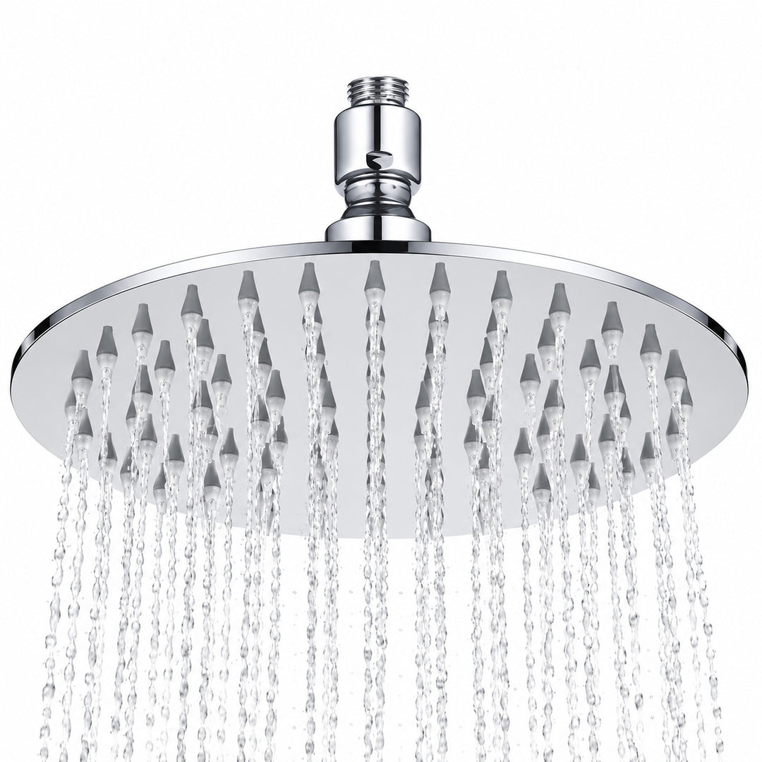 Rain Shower Head, Ultra-Thin Stainless Steel Waterfall Design in 6, 8 or 10 Inch Round and Square Options