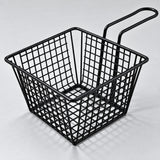 Open-grid iron wire basket with deep square sides and loop handle.