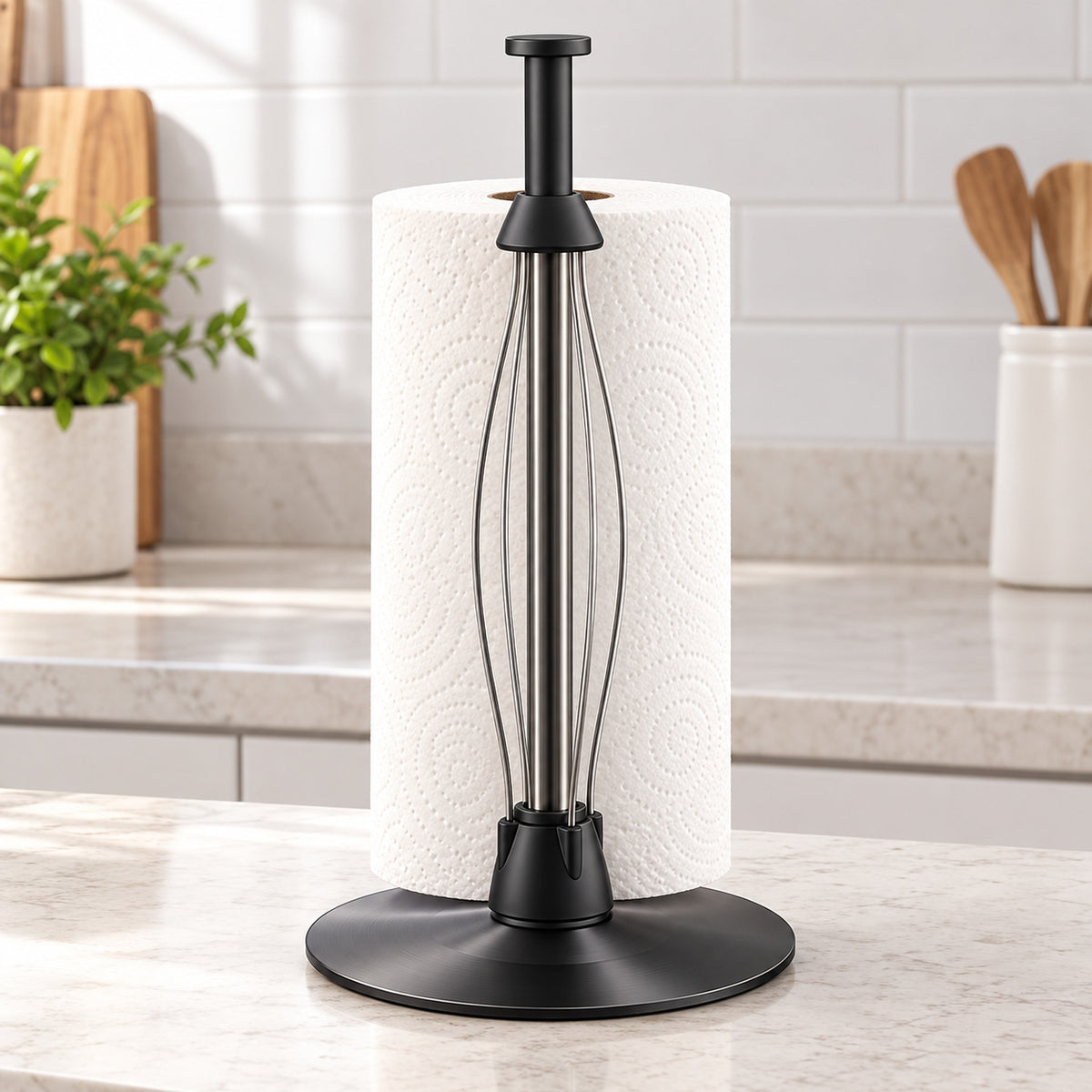 Countertop Paper Towel Holder, Stainless Steel Paper Towel Holder with One-Handed Ratchet and Non-Slip Base product image 2