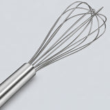 Balloon whisk nested steel wire head detail.