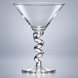 Spiral martini glass stem detail.