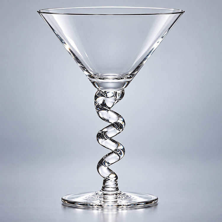 Spiral martini glass stem detail.