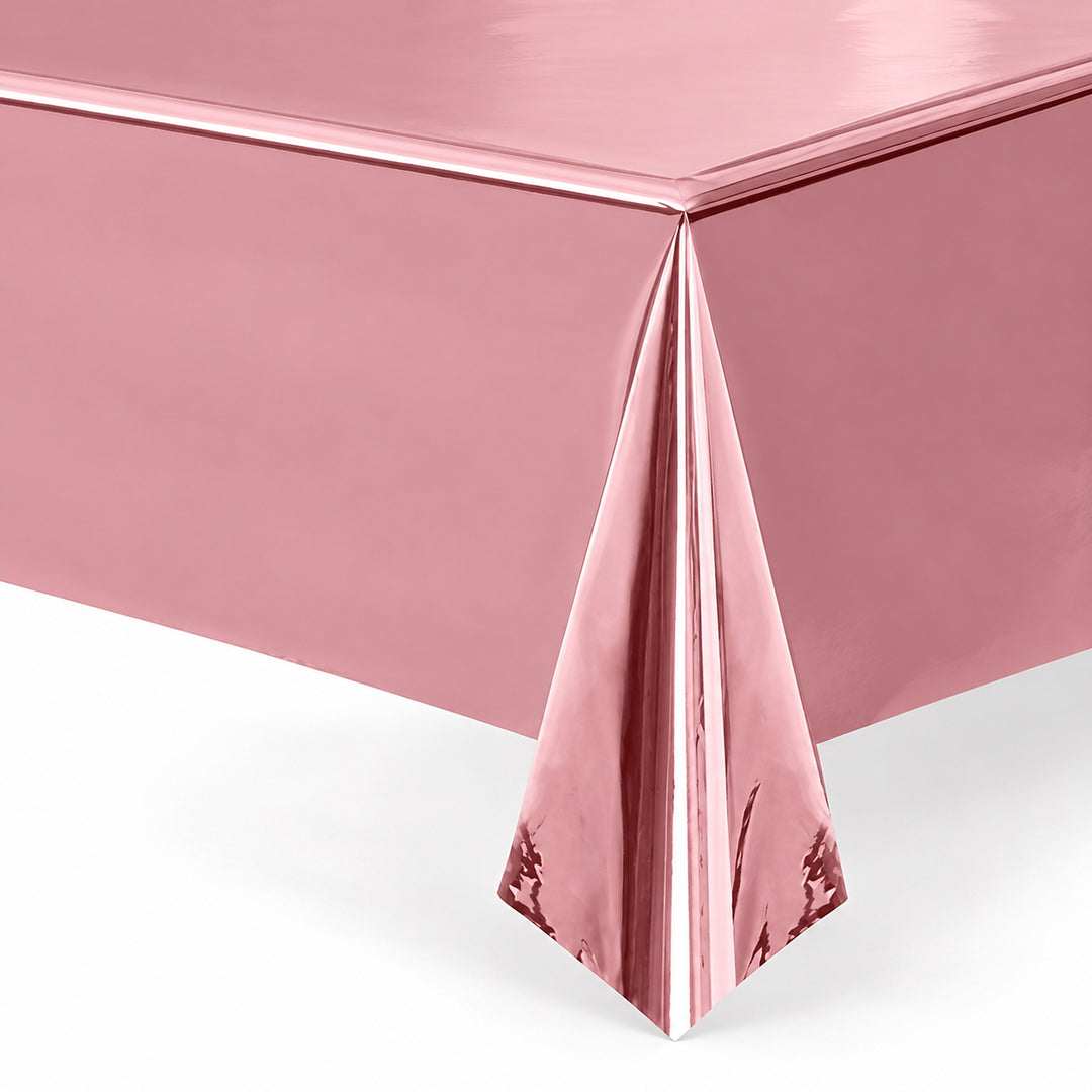 Reflective rose-gold plastic cover fold detail.