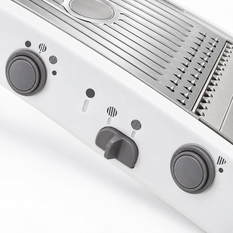 Three side controls for adjusting the mandoline's cutting settings.