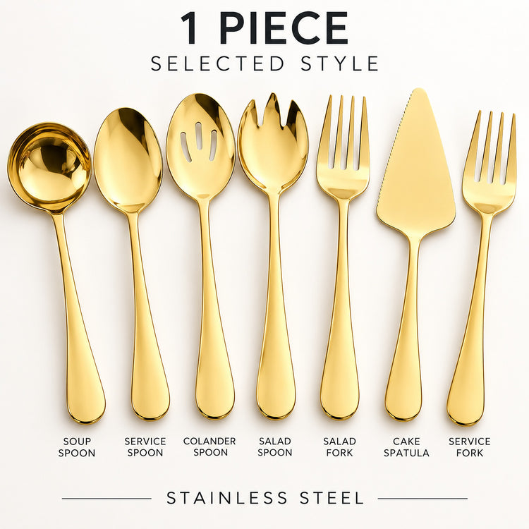 Gold Western Dinnerware Stainless Steel Cake Shovel Serving Fork Spoon Restaurant Public Colander Spoon Salad Fork Tableware product image 3