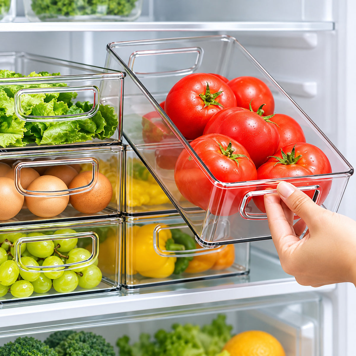 Refrigerator Organizer Bins, Clear Pantry Bins in PET Plastic, Fruit Containers for Fridge product image 3