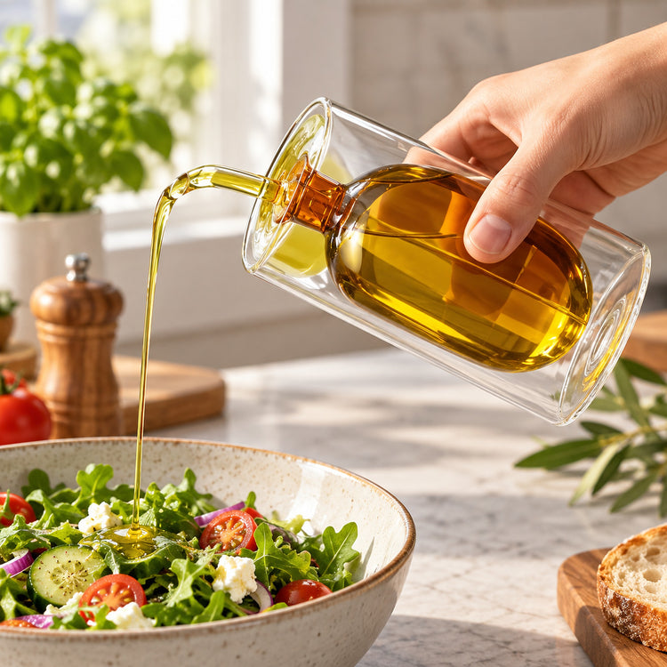 Oil And Vinegar Bottle, Olive Oil Bottle, Double Glass Jug in Small or Large
