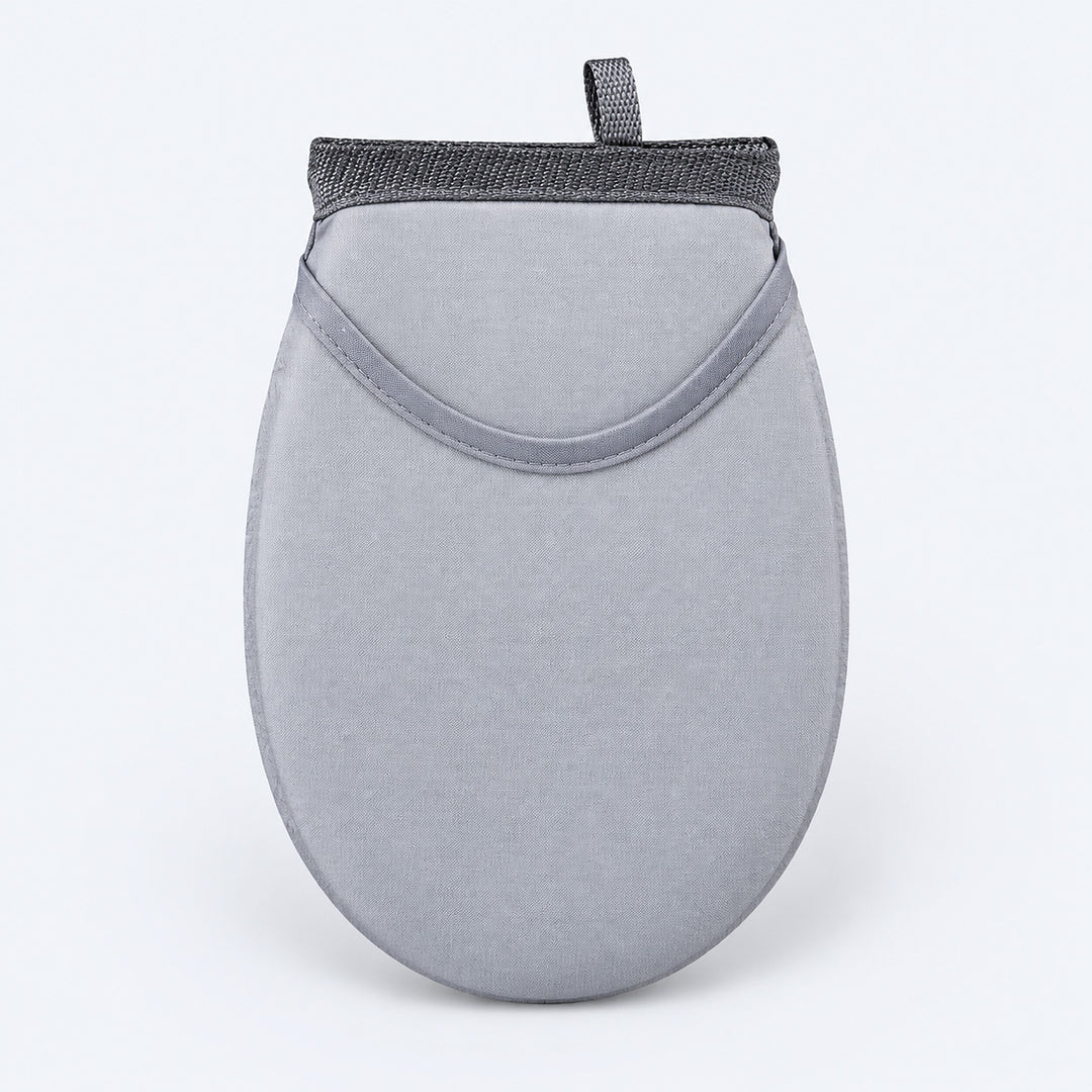 One rounded garment-steaming pad with mesh hand pocket.