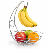 Open chrome wire bowl and raised ball feet keep stored fruit visible and accessible.