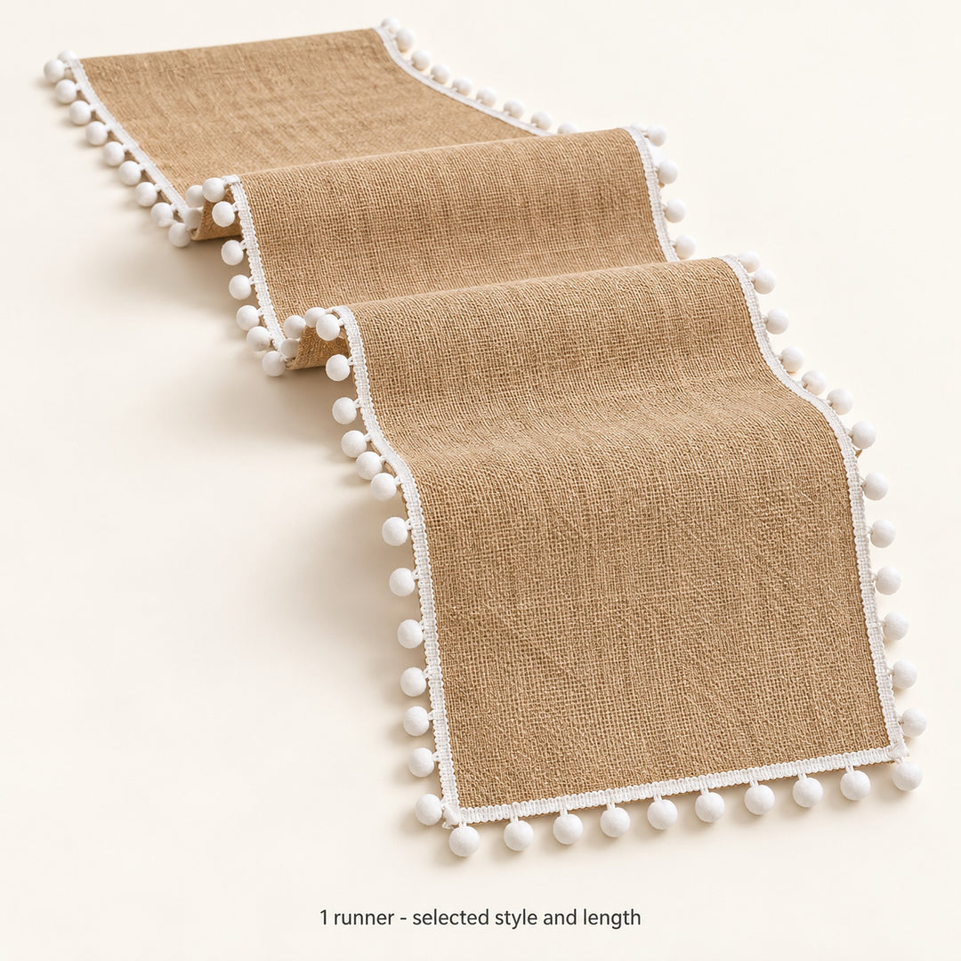 One folded table runner in the selected style and length.
