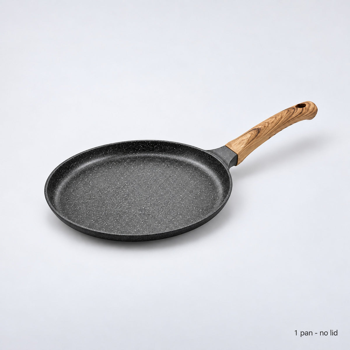 One empty 24 cm frying pan with handle; no lid included.