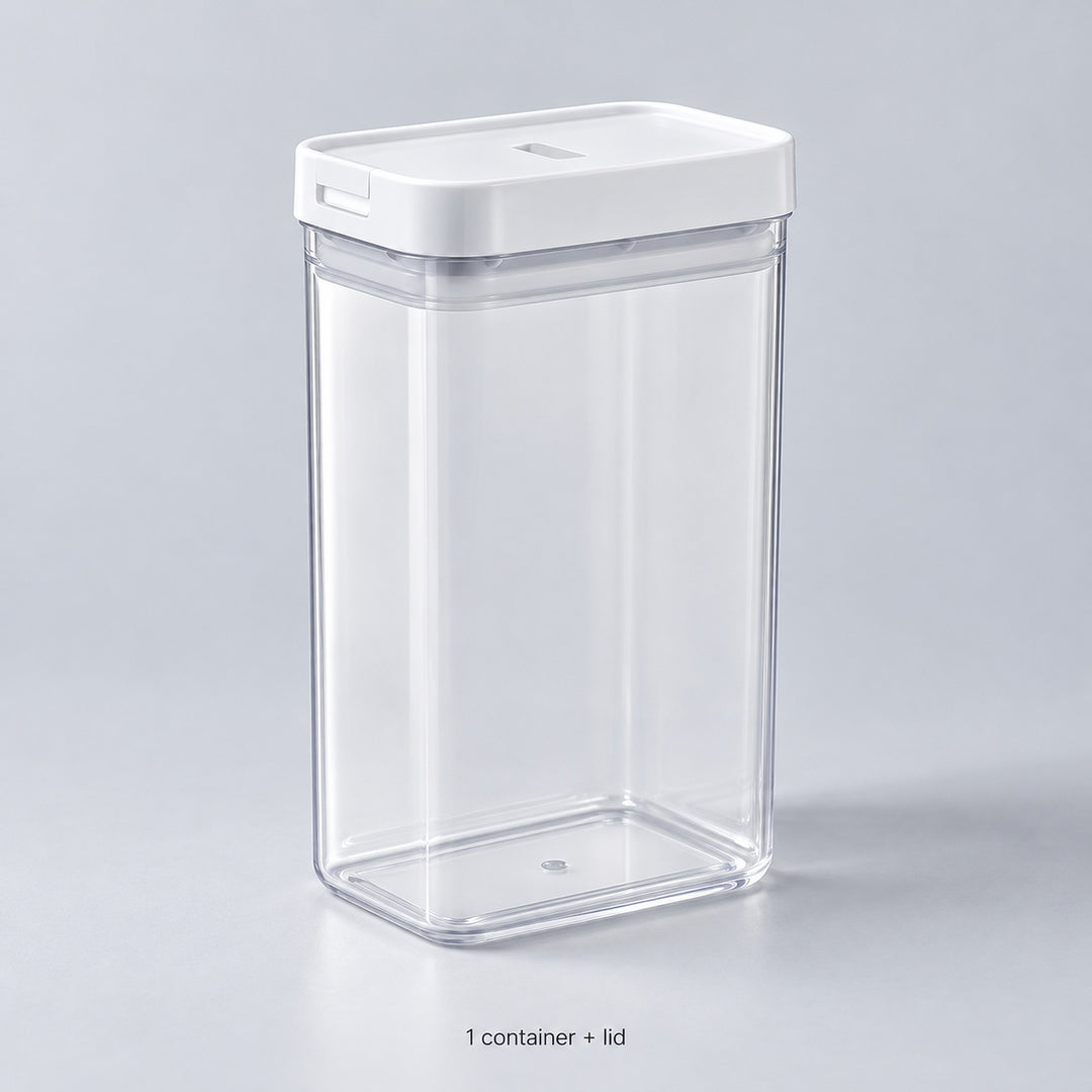 One empty 1200 ml clear storage container with its white lid included.