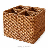 One empty square wicker basket; selected style only, accessories not included.