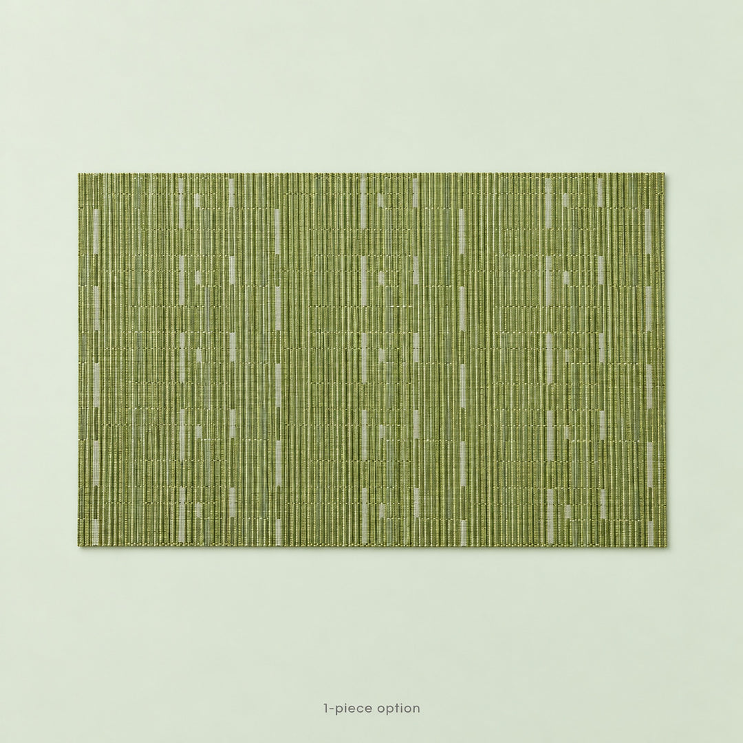One olive-green woven vinyl placemat, single-piece option.