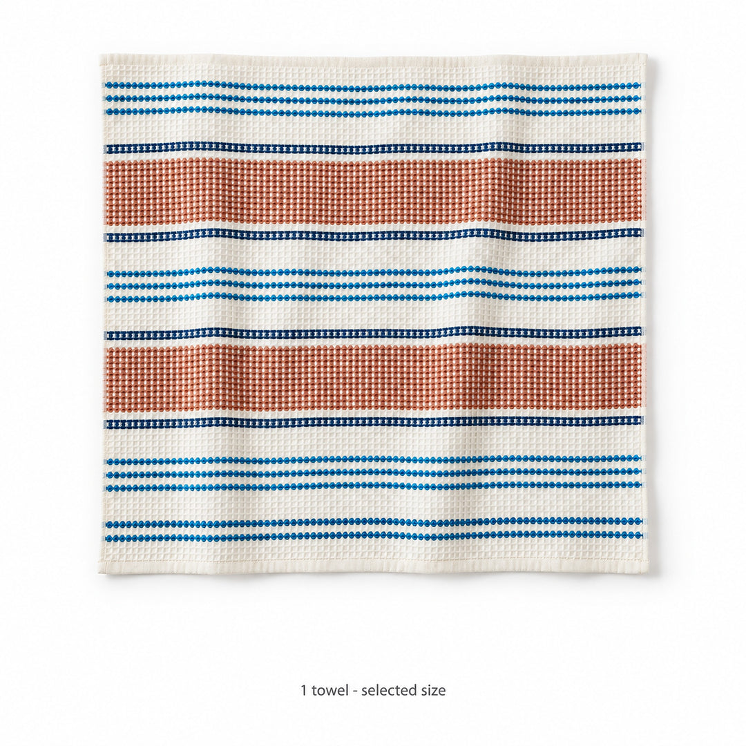 One Coffee striped cotton waffle towel; color and size selected separately.