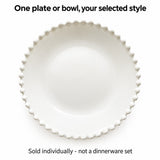One white ceramic plate or bowl in the selected style; sold individually, not a set.