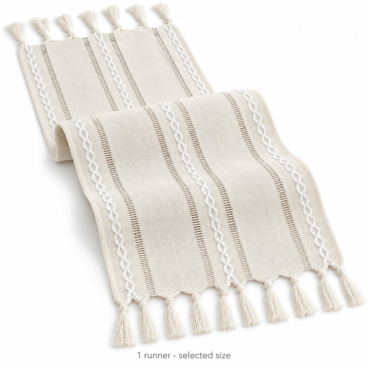 One ivory cotton-linen table runner; color and length selected separately.