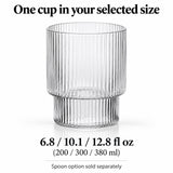 One clear ribbed cup in 200, 300 or 380 ml; spoon sold separately.