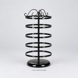 One empty black five-tier round-base jewelry stand; jewelry not included.