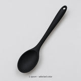 One black medium silicone spoon, selected color sold individually.