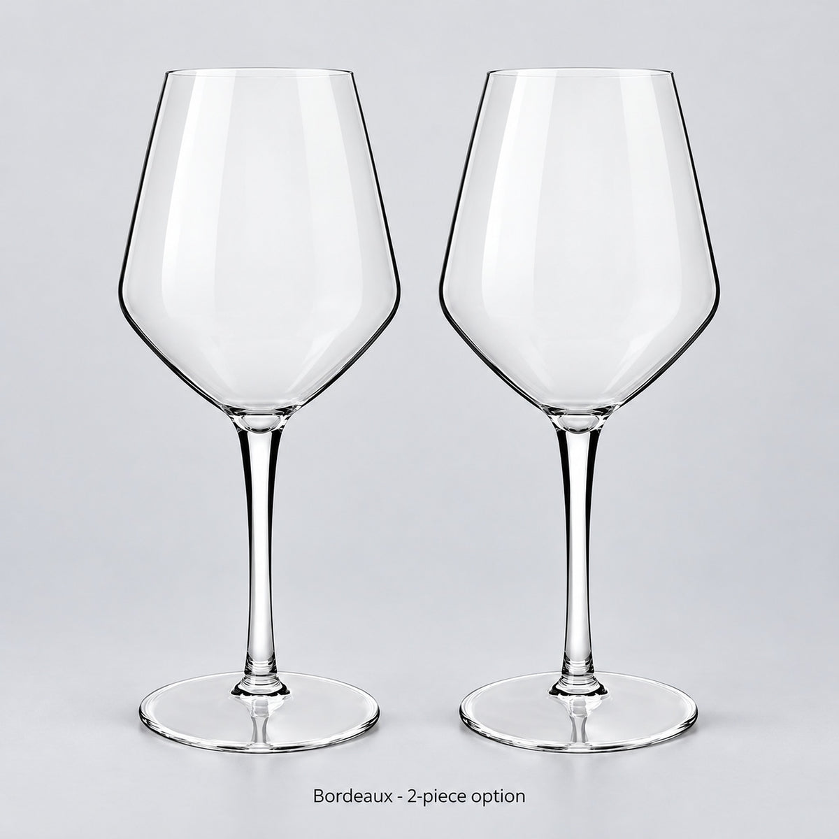 Two-piece Bordeaux option: two empty matching stemmed Tritan wine cups; drinks not included.