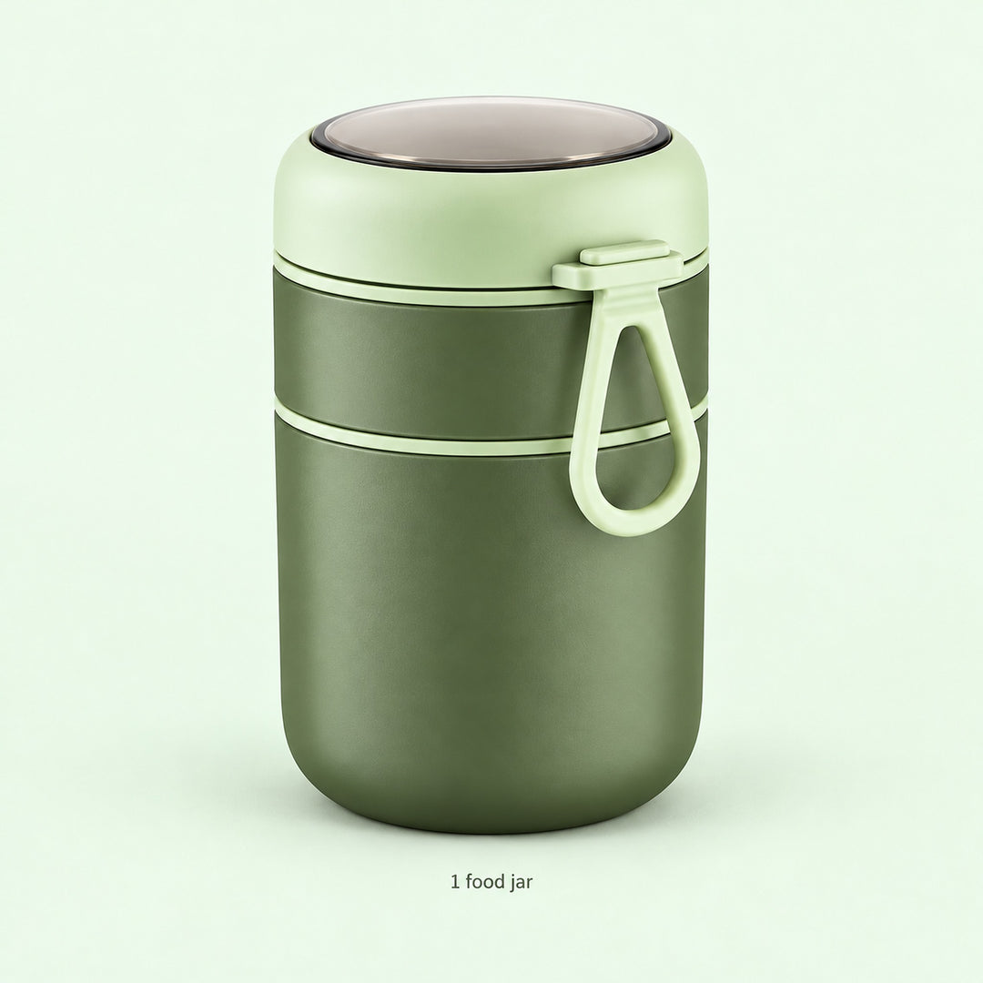 One assembled green 710 ml food jar with fitted lid.