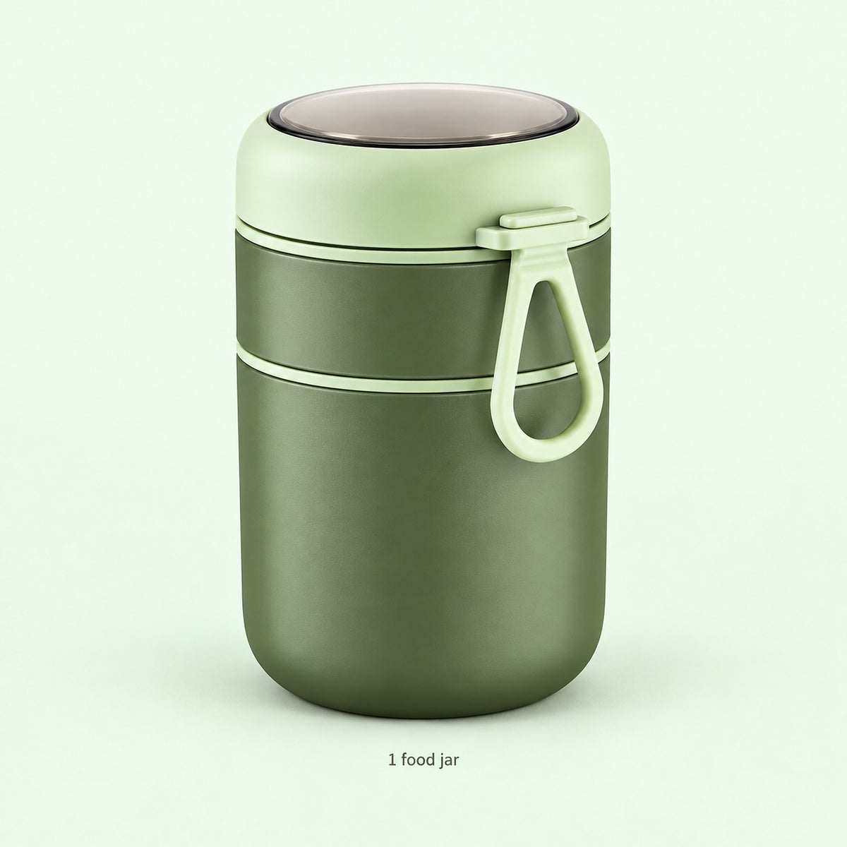One assembled green 710 ml food jar with fitted lid.