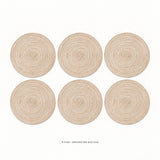 Six round mats in the selected size and color.