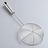 Silver skimmer metal grip, hanging opening and shaft detail.