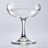 Clear coupe glass bowl and rim detail.