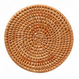 Natural radial rattan weave detail.
