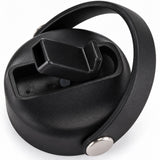 Matte PP lid shell, curved carry handle and silver pivot detail.