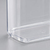 Clear PP plastic wall and molded base corner of the storage container.