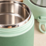 Stainless-steel food jar liner and threaded mint neck detail.