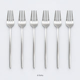 Six matching silver dinner forks; silver set sold separately from gold.