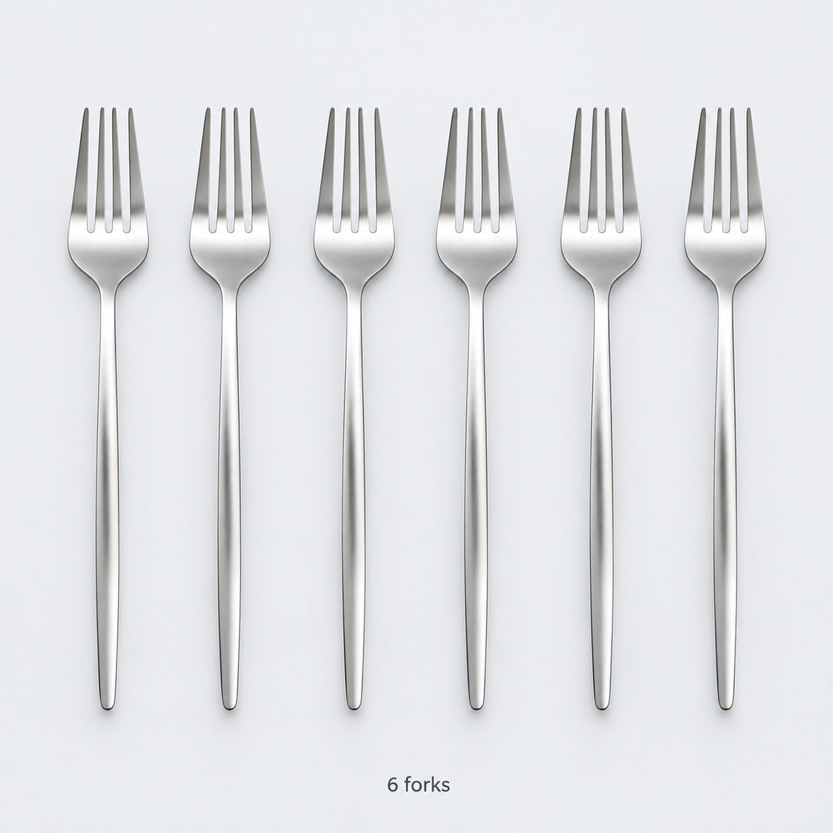 Six matching silver dinner forks; silver set sold separately from gold.