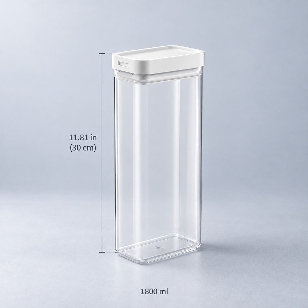 1800 ml container measuring 30 cm tall including its lid.