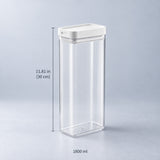 1800 ml container measuring 30 cm tall including its lid.