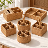 Six wicker organizer styles shown together, each sold individually.
