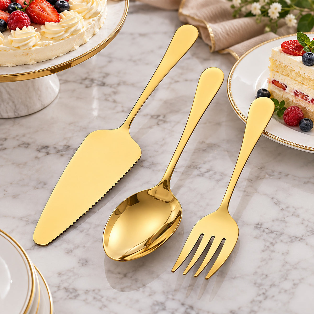 Gold Western Dinnerware Stainless Steel Cake Shovel Serving Fork Spoon Restaurant Public Colander Spoon Salad Fork Tableware product image 5