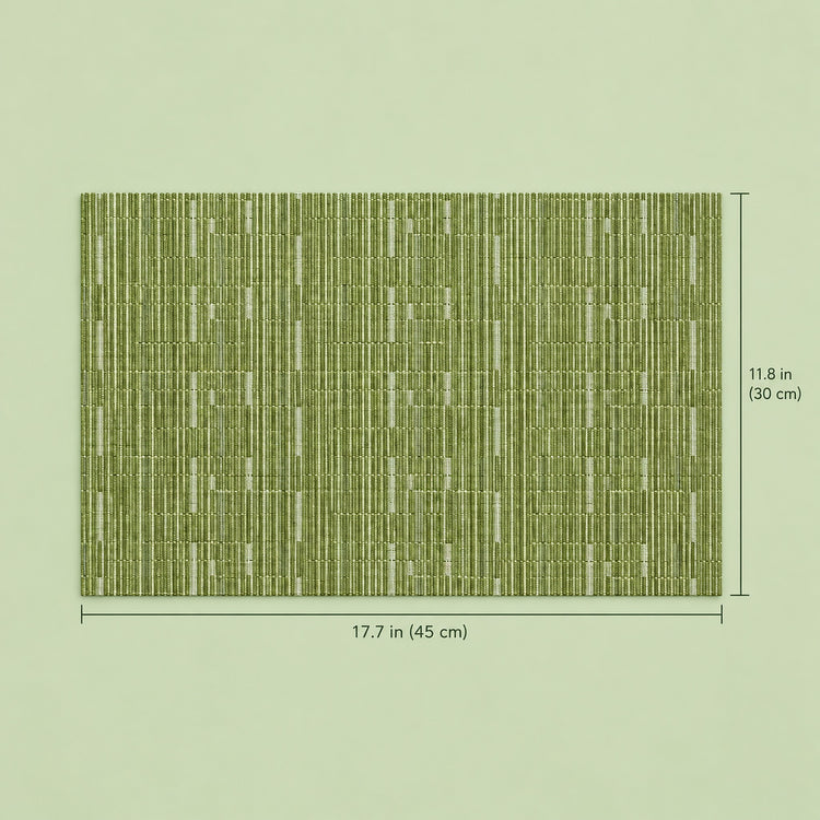 Green placemat with approximate 45 by 30 cm dimensions.
