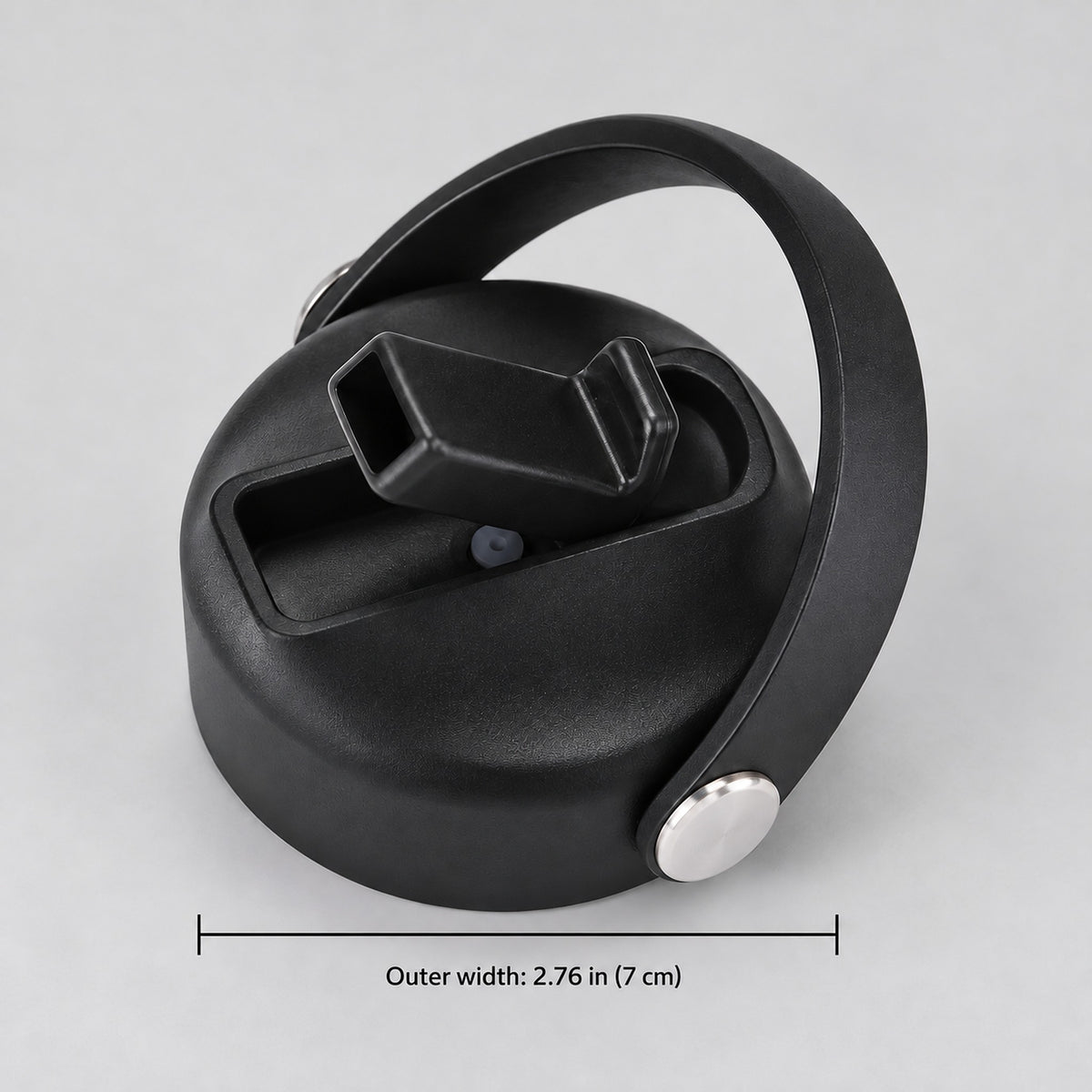 Black replacement lid with supplier outer-cap width of 7 cm.