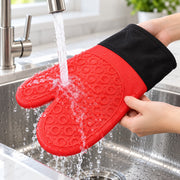 Non-Slip Silicone Oven Mitt Waterproof Heat Resistant Kitchen Gloves Long Cotton Bbq Oven Gloves for Barbecue Cooking Baking
