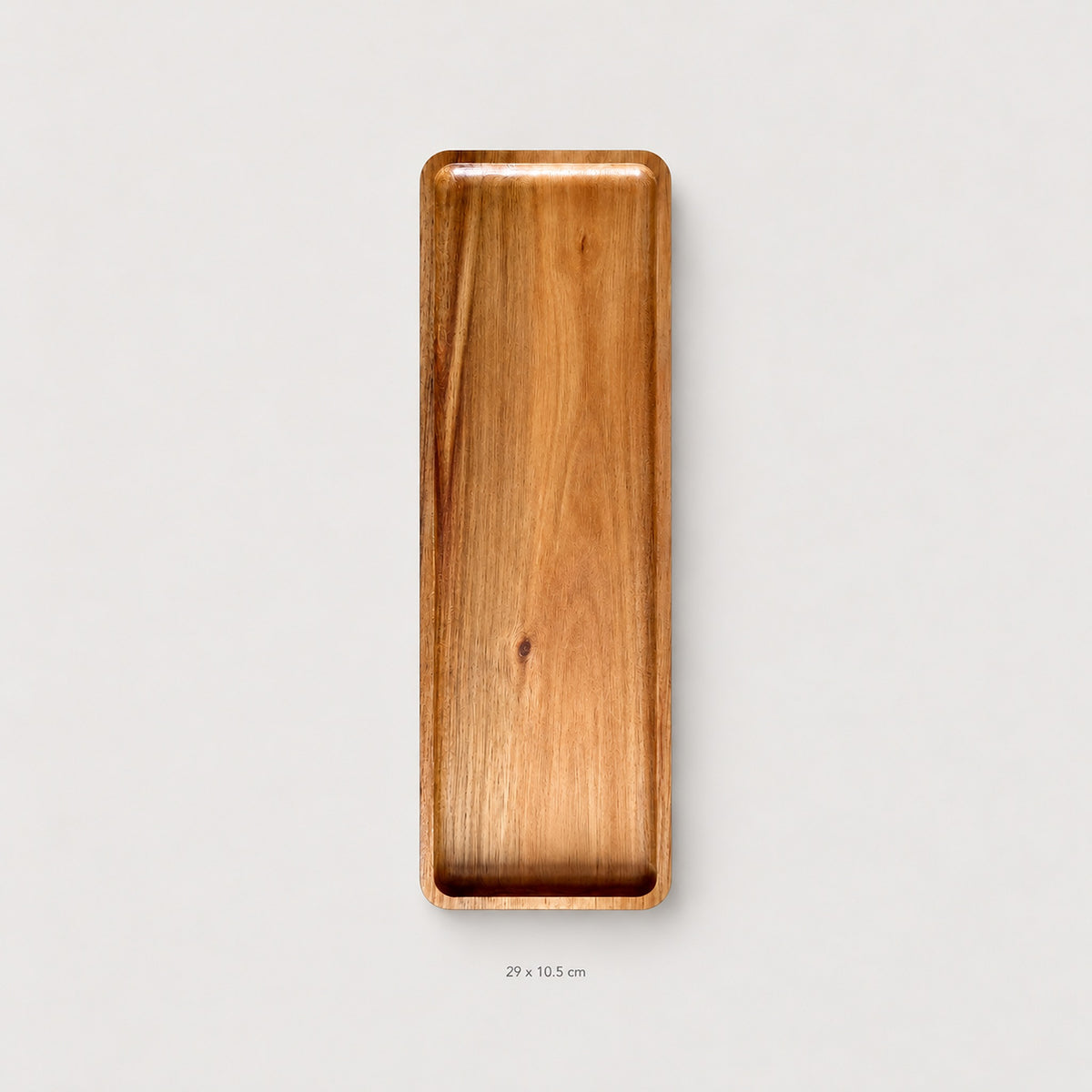 Large rectangular wood tray, approximately 29 x 10.5 cm.