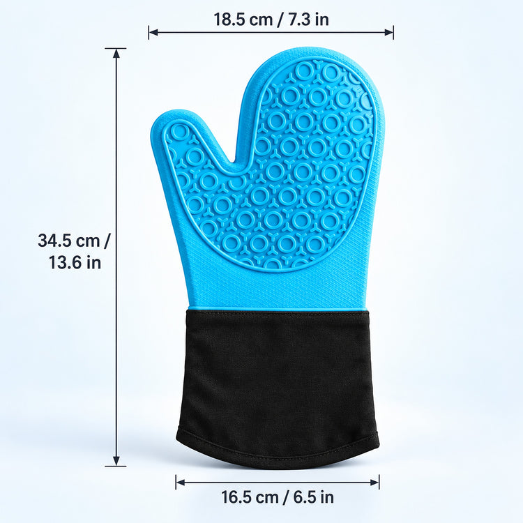 Non-Slip Silicone Oven Mitt Waterproof Heat Resistant Kitchen Gloves Long Cotton Bbq Oven Gloves for Barbecue Cooking Baking