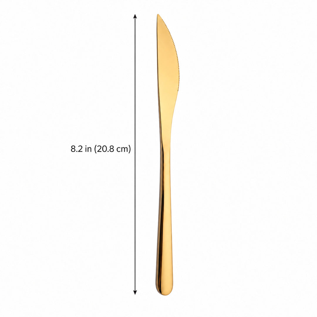 Gold dinner knife length 8.2 inches (20.8 cm).