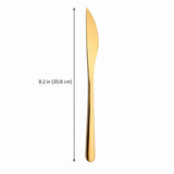 Gold dinner knife length 8.2 inches (20.8 cm).
