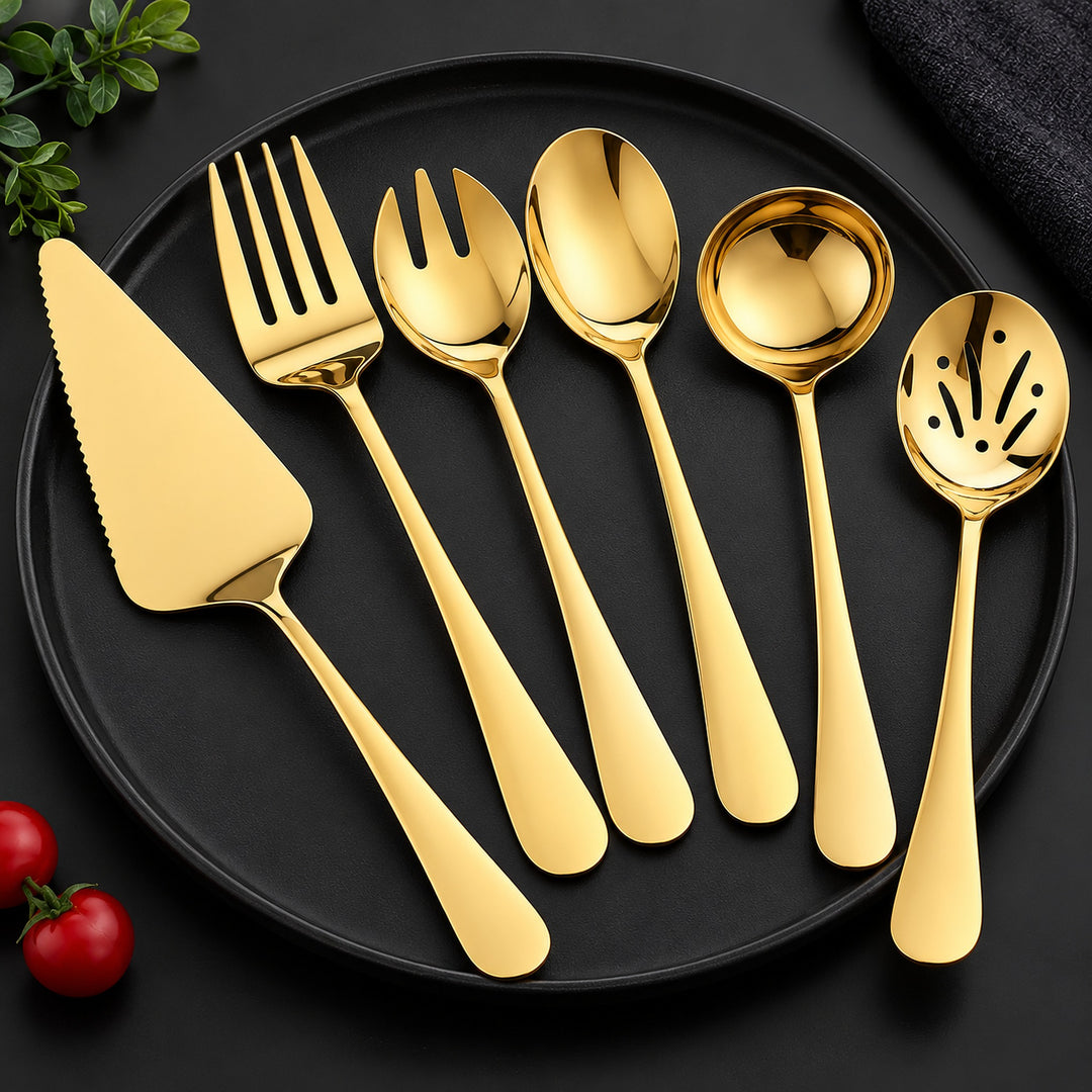 Gold Western Dinnerware Stainless Steel Cake Shovel Serving Fork Spoon Restaurant Public Colander Spoon Salad Fork Tableware product image 6