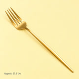 One gold dinner fork, approximately 21.5 cm long.
